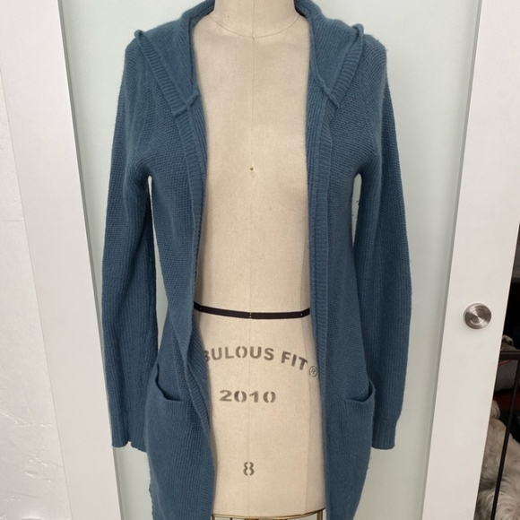 RVCA blue Knit open front Cardigan hooded - Picture 7 of 8